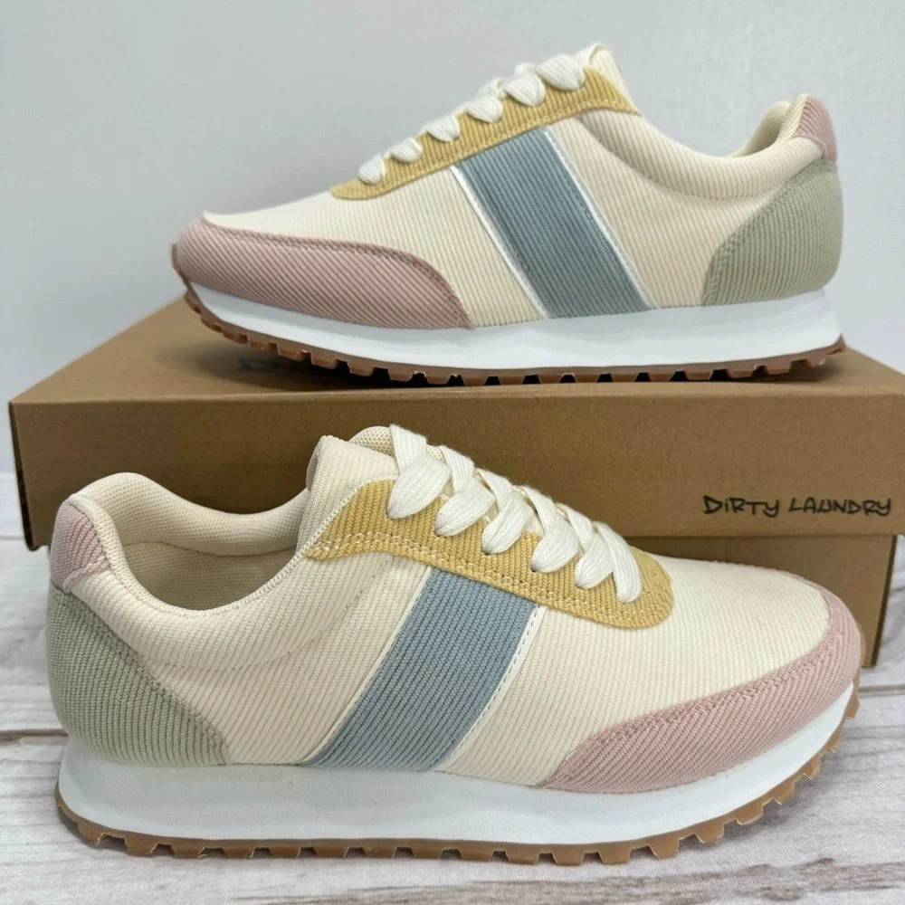 Dirty Laundry Desert Dog Multi Pastel Corduroy Lace Up Sneakers NEW